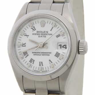 Ladies Rolex Stainless Steel Date Watch 69160 White Roman Dial with Papers (SKU T712735AMT)