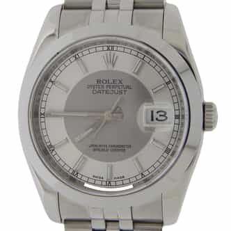 Mens Rolex Stainless Steel Datejust Watch 116200 with Silver Gray Tuxedo Dial (SKU V242448AMT)
