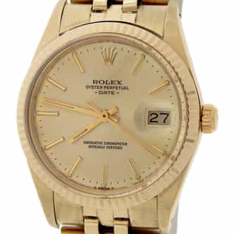 Mens Rolex 14K Yellow Gold Date Champagne Dial 15037 (SKU 7109317JAMT)