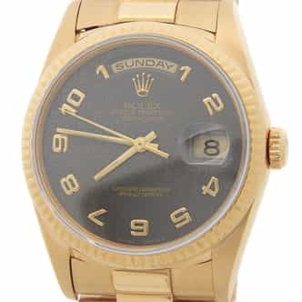 Mens Rolex 18K Gold Day-Date President Watch Black Anniversary Dial 18238 (SKU L245075AAMT)