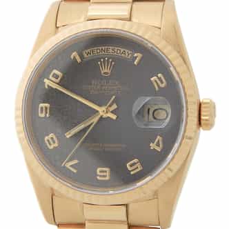 Mens Rolex 18K Gold Day-Date President Watch Black Anniversary Dial 18238 (SKU L245075AAMT)