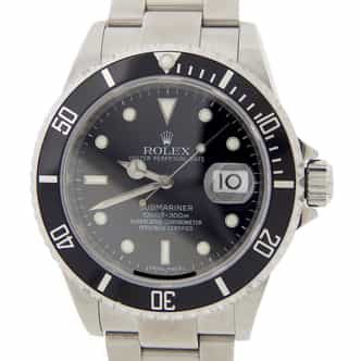 Mens Rolex Stainless Steel Submariner Black 16610T with Rolex Box and Papers (SKU M564133AMT)