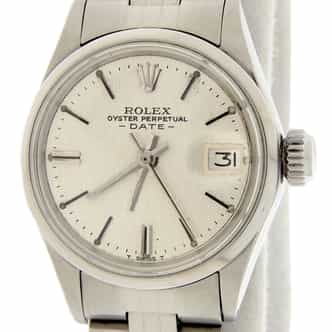 Ladies Rolex Date Ref. 6516 Stainless Steel Watch Silver Linen Dial (SKU 2414686LAMT)