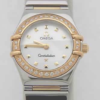 Ladies Two-Tone Omega Constellation Watch with White Mother of Pearl Dial (SKU 58090376AMT)