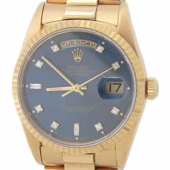 Mens Rolex 18K Gold Day-Date President Watch Factory Blue Diamond Dial 18238 (SKU E347954AMT)