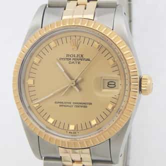 Mens Rolex Two-Tone 18K/SS Quickset Date Watch with Gold Champagne Dial 15053 (SKU R438253AMT)