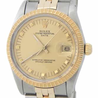 Mens Rolex Two-Tone Date Watch with Gold Champagne Dial 15053 (SKU R438253AMT)