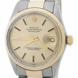 Mens Rolex Two-Tone Yellow Gold/ Stainless Steel Datejust Champagne Dial 1601 (SKU 1252423OAMT)