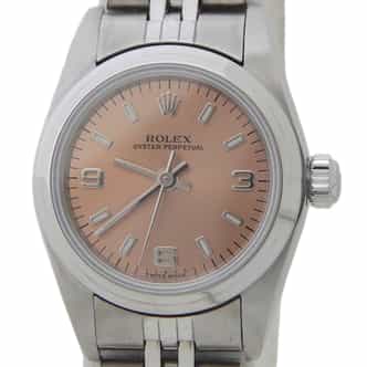 Ladies Rolex Stainless Steel Oyster Perpetual Watch with Salmon Dial  76080 (SKU A275287AMT)