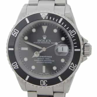Mens Rolex Stainless Steel Submariner Watch Black Dial 16610 with Papers (SKU K484456AMT)