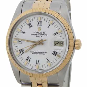 Mens Rolex Two-Tone 18K Gold/SS Date White Roman 15053 (SKU R758797AMT)