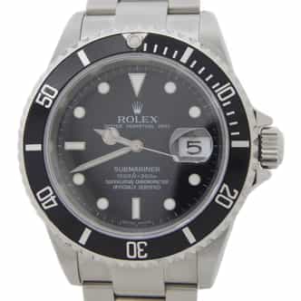 Mens Rolex Stainless Steel Submariner Watch with Black Dial 16610T (SKU Z694772AMT)