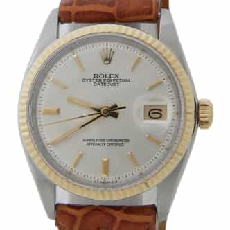 Mens Rolex Two-Tone Datejust 1601 Watch with Silver Dial (SKU 3413790AMT)
