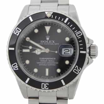 Mens Rolex Black Stainless Steel Submariner Watch Black Dial 16610 (SKU L233506AMT)