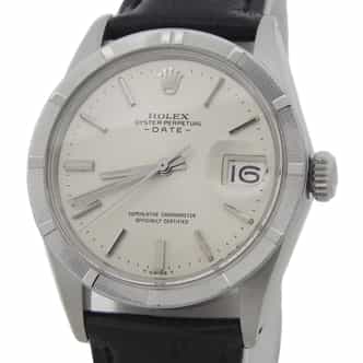 Mens Rolex Stainless Steel Date Watch Vintage 1501 Silver Dial Black Strap (SKU 2727643AMT)