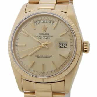 Mens Rolex 1803 18K Gold Day-Date President Watch Champagne Dial (SKU 3029889CAMT)