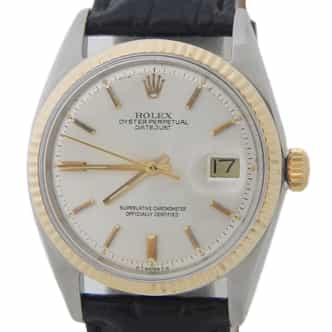 Mens Rolex Two-Tone Datejust 1601 Watch with Silver Dial (SKU 776326AMT)