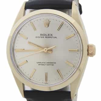 Mens Rolex 14K Gold Shell Oyster Perpetual Silver Dial 1024 (SKU 1274526AMT)