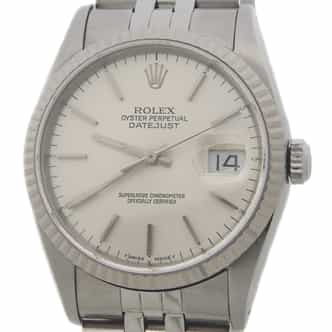 Mens Rolex Stainless Steel Datejust 16234 Watch with Silver Dial (SKU 16234FPAMT)