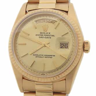 Mens Rolex 18K Gold Day-Date President Champagne Dial 1803 (SKU 4072744AMT)