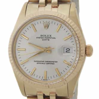 Mens Rolex 14K Yellow Gold Date Silver Dial 15037 (SKU 7109617AMT)