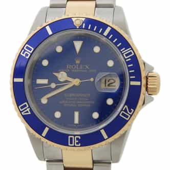 Mens Rolex Two-Tone 18K/SS Submariner Blue 16613 (SKU BLE16613AMT)