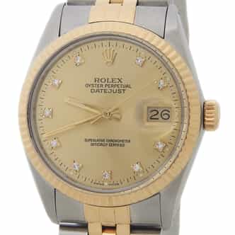 Mens Rolex Two-Tone Datejust Watch Diamond Dial 16013 with Papers (SKU R331180FPAMT)