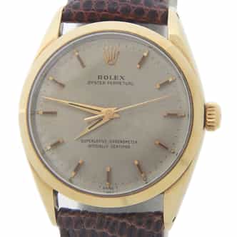 Mens Rolex 14K Gold Shell Oyster Perpetual Slate Gray Dial 1024 (SKU 1271276AMT)