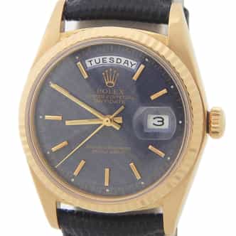 Mens Rolex 18K Gold Day-Date Watch with Blue Linen Dial 1803 (SKU 3259293AMT)