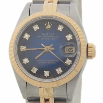 Ladies Rolex Two-Tone 18K/SS Datejust Blue Vignette Diamond 69173 (SKU 8133779AMT)