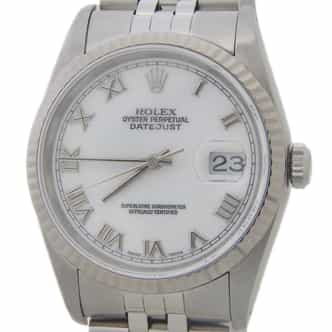 Mens Rolex Stainless Steel Datejust White Roman Dial 16234 (SKU E242190AMT)