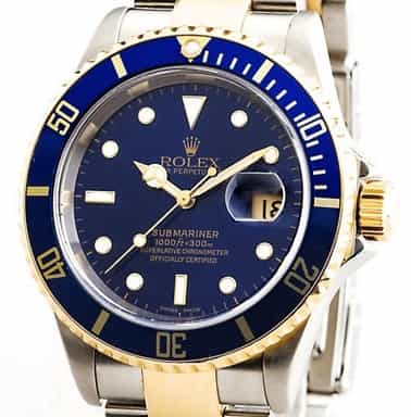 Mens Rolex Two-Tone 18K/SS Submariner Blue  16613T (SKU 16613TBLNHMT)