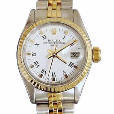 Ladies Rolex 2Tone Date Watch Ref 6917 White Roman Dial (SKU 5815288AMT)