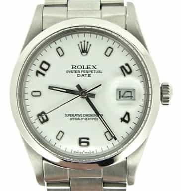 Mens Rolex Stainless Steel Date White Arabic 15000 (SKU 7270537MT)