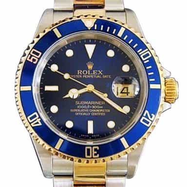 Mens Rolex Two-Tone 18K/SS Submariner Blue  16613T (SKU F316242MT)