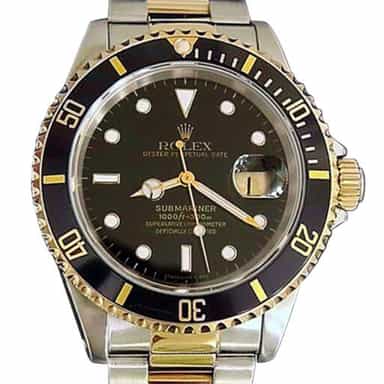 Mens Rolex Two-Tone 18K/SS Submariner Black  16613 (SKU S456330BCMT)