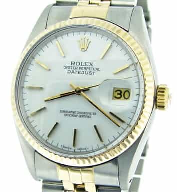 Mens Rolex Two-Tone 18K/SS Datejust White 16013 (SKU B6244756MT)