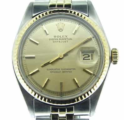 Mens Rolex Two-Tone Datejust Champagne  1601 (SKU 2023649BCMT)