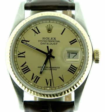 Mens Rolex Two-Tone 14K/SS Datejust Champagne Roman 16013 (SKU 5621732MT)