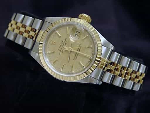 Ladies Rolex Two-Tone 18K/SS Datejust Gold Linen 69173 (SKU W924702MT)