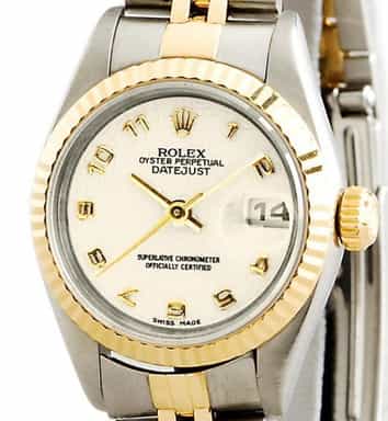 Ladies Rolex Two-Tone 18K/SS Datejust Ivory Arabic 69173 (SKU 2TL69173MT)