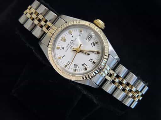 Ladies Rolex 2Tone Date Watch 6917 White Roman Dial and Jubilee Band (SKU 5815288MT)