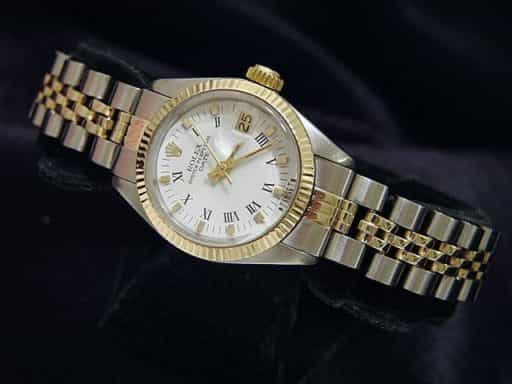 Ladies Rolex Two-Tone 14K/SS Date White Roman 6917 (SKU 3786654MT)