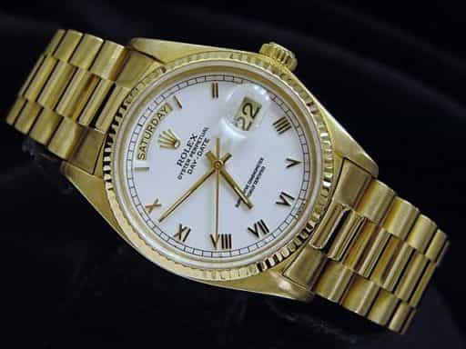 Mens Rolex 18K Gold Day-Date President White Roman 18038 (SKU 5986501MT)