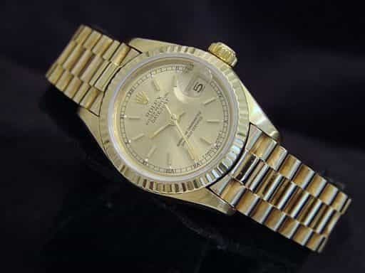 Ladies Rolex 18K Yellow Gold Datejust President Champagne  69178 (SKU L819333MT)