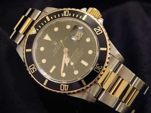 Mens Rolex Two-Tone 18K/SS Submariner Black  16803 (SKU R495646ANNCMT)