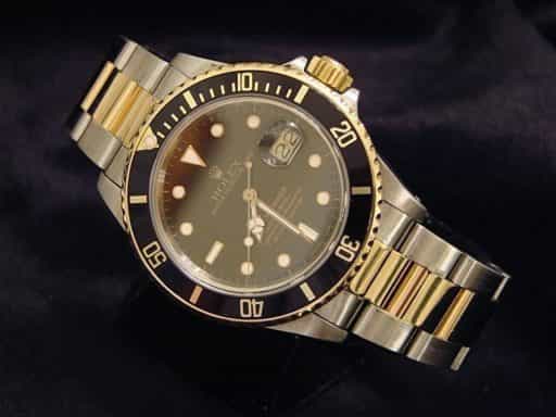 Mens Rolex Two-Tone 18K/SS Submariner Black  16803 (SKU R495646ANNCMT)