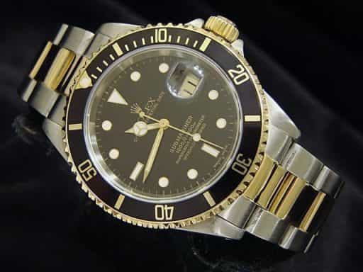 Mens Rolex Two-Tone 18K/SS Submariner Black  16613 (SKU T957013BCMT)