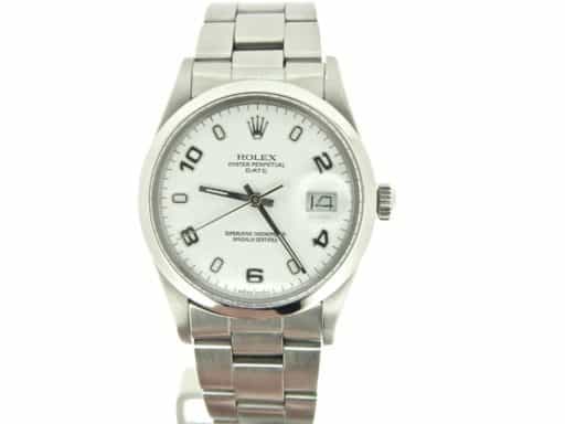 Mens Rolex Stainless Steel Date White Arabic 15000 (SKU 7270537MT)