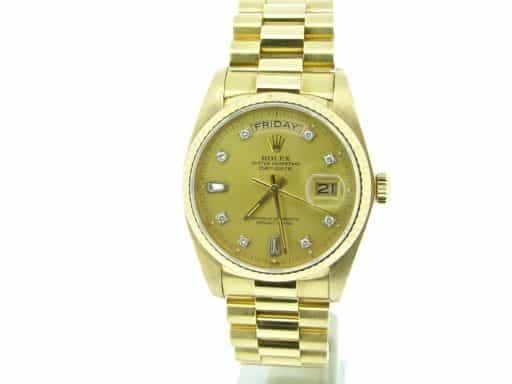 Mens Rolex 18K Gold Day-Date President Champagne Diamond 18038 (SKU 7303137MT)